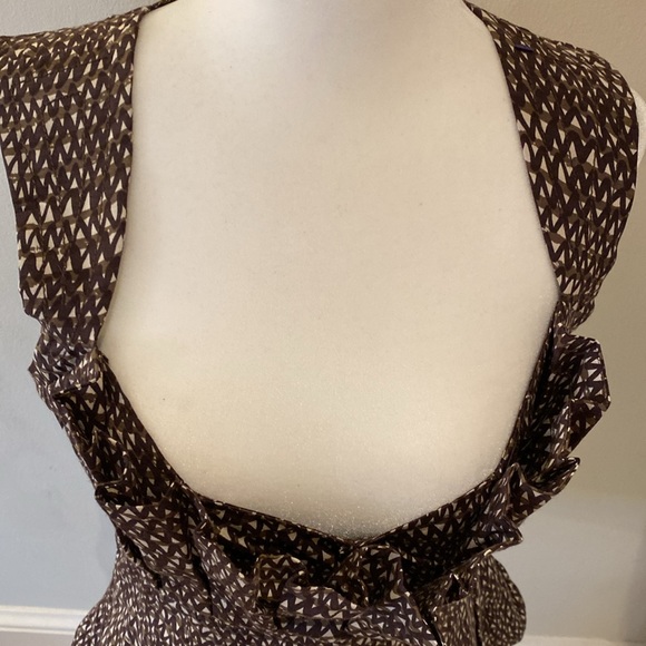 Tracy Reese structured peplum brown tan abstract silk blend bustier top S - Picture 11 of 13